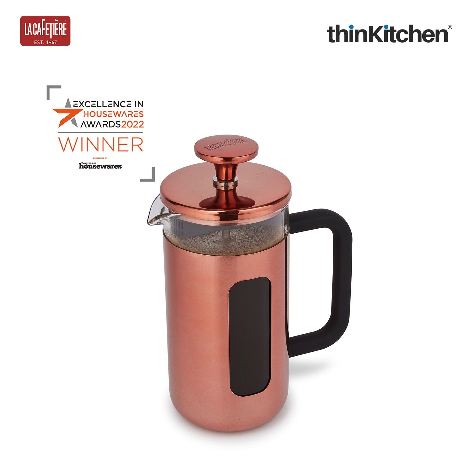 La Cafetiere La Cafetiï¿½re - Pisa La Cafetiï¿½re Pisa Stainless Steel Cafetiï¿½re, Three Cup, Copper, Gift Boxed - 3