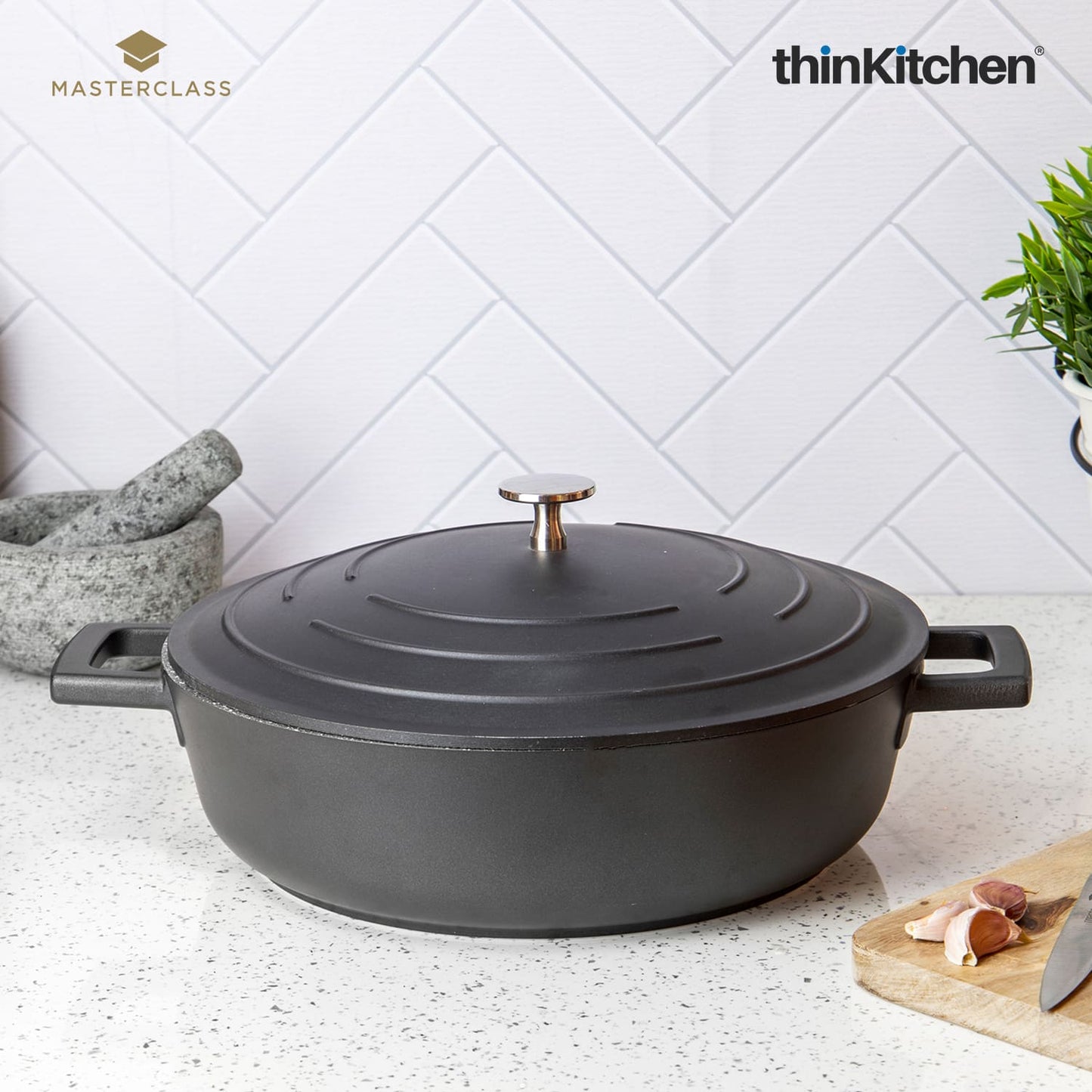 Masterclass Masterclass Cast Aluminium Cookware Masterclass Cast Aluminium Shallow Casserole Dish, 28Cm/4 Litre, Gift Boxed