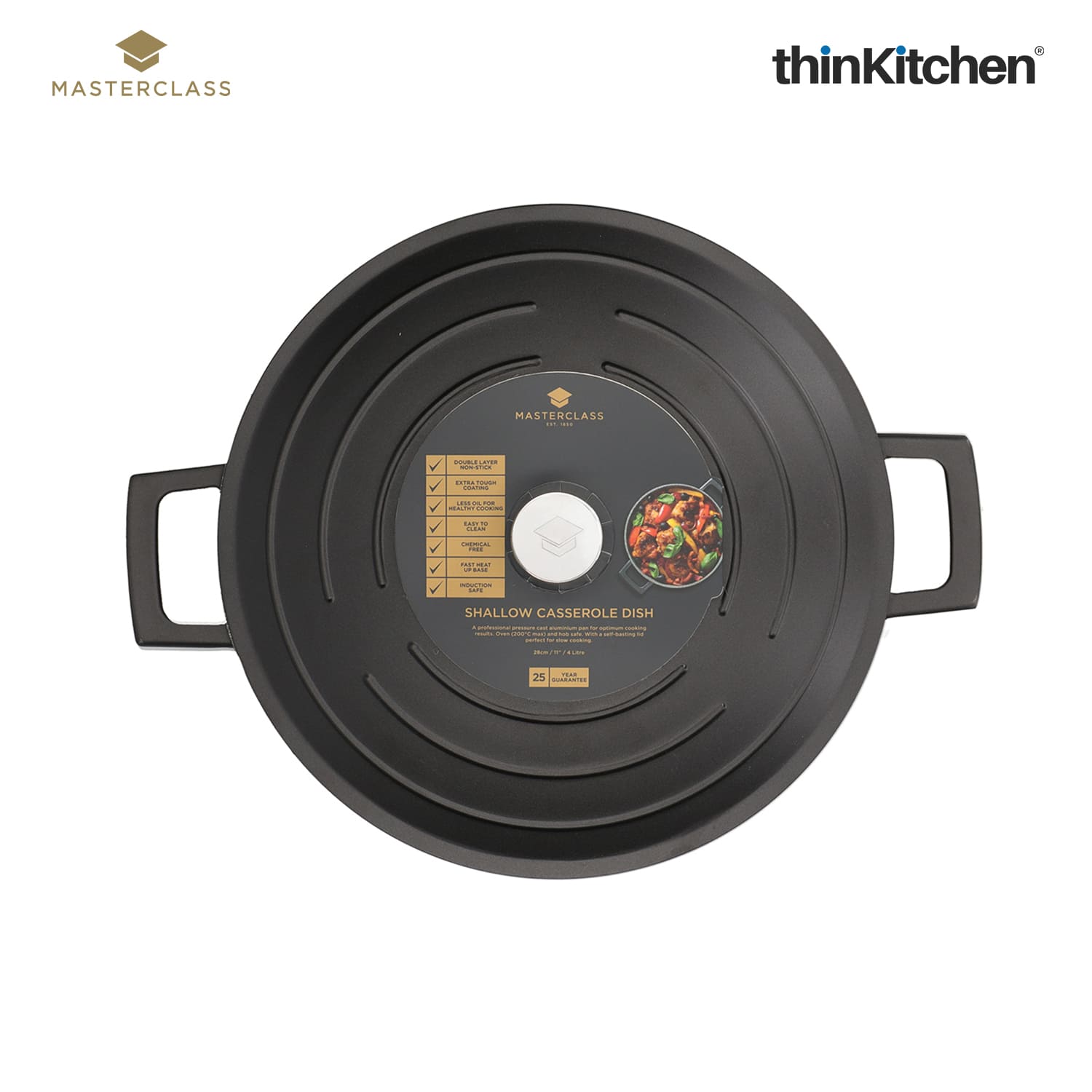 Masterclass Masterclass Cast Aluminium Cookware Masterclass Cast Aluminium Shallow Casserole Dish, 28Cm/4 Litre, Gift Boxed - 5