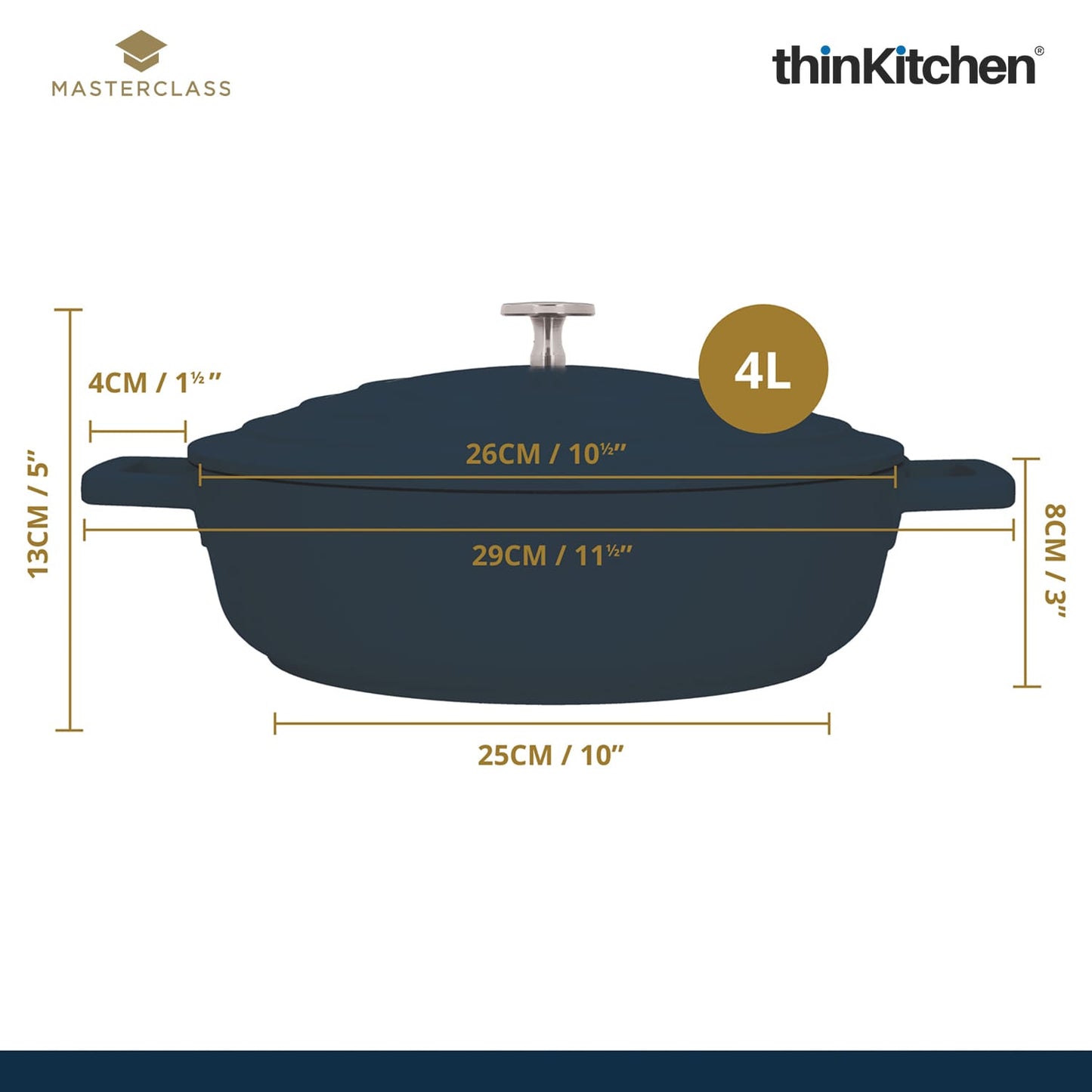 Masterclass Masterclass Cast Aluminium Cookware Masterclass Cast Aluminium Shallow Casserole Dish, 28Cm/4 Litre, Gift Boxed