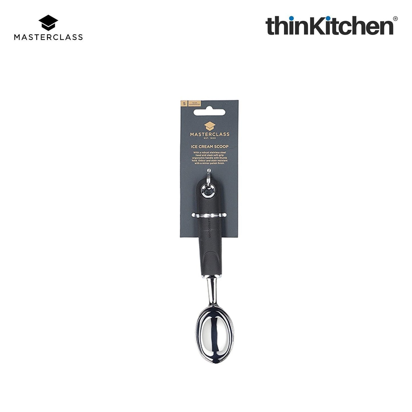 MasterClass Soft Grip Stainless Steel Ice Cream Scoop