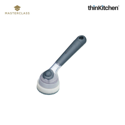 MasterClass Premium Soap Dispensing Dish Sponge, Non-Scratch Sponge for Dishes, Pans with Refillable Ergonomic Handle, Grey