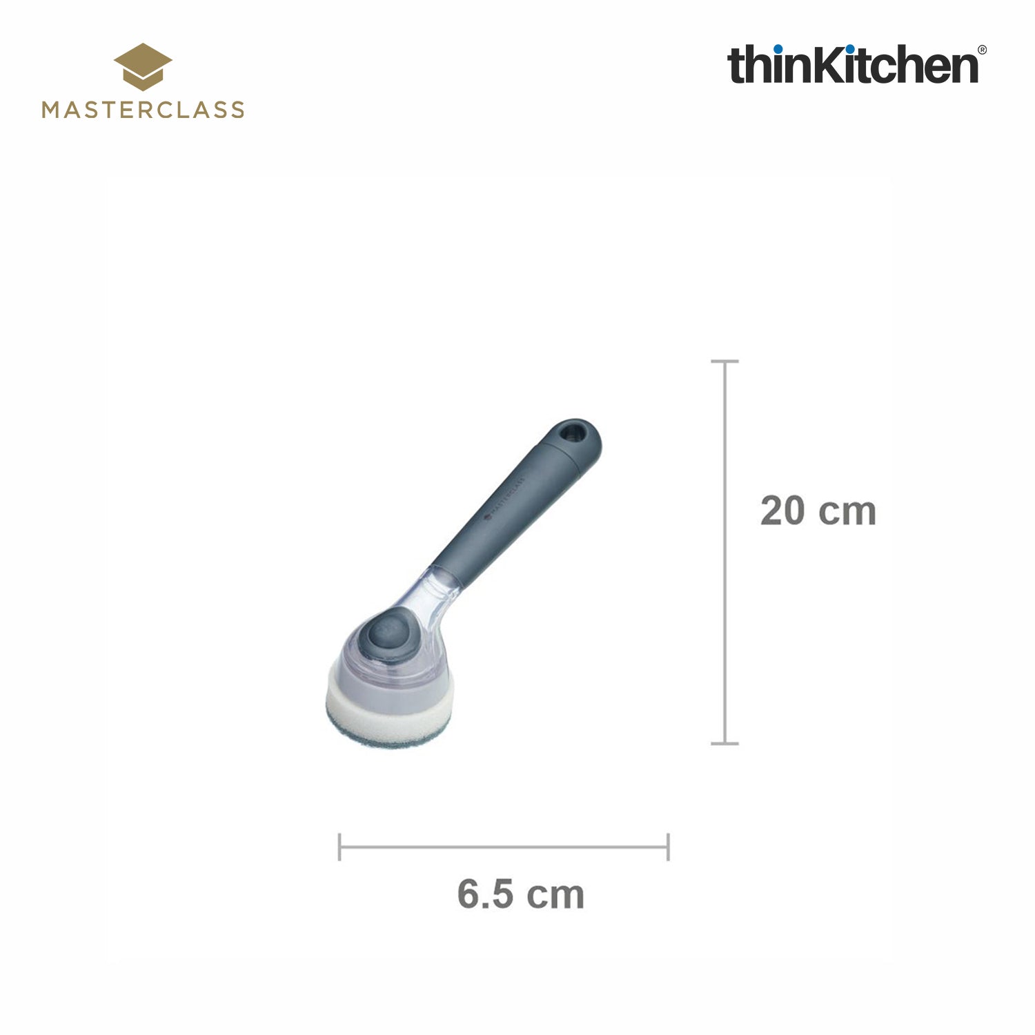 MasterClass Premium Soap Dispensing Dish Sponge, Non-Scratch Sponge for Dishes, Pans with Refillable Ergonomic Handle, Grey - 4