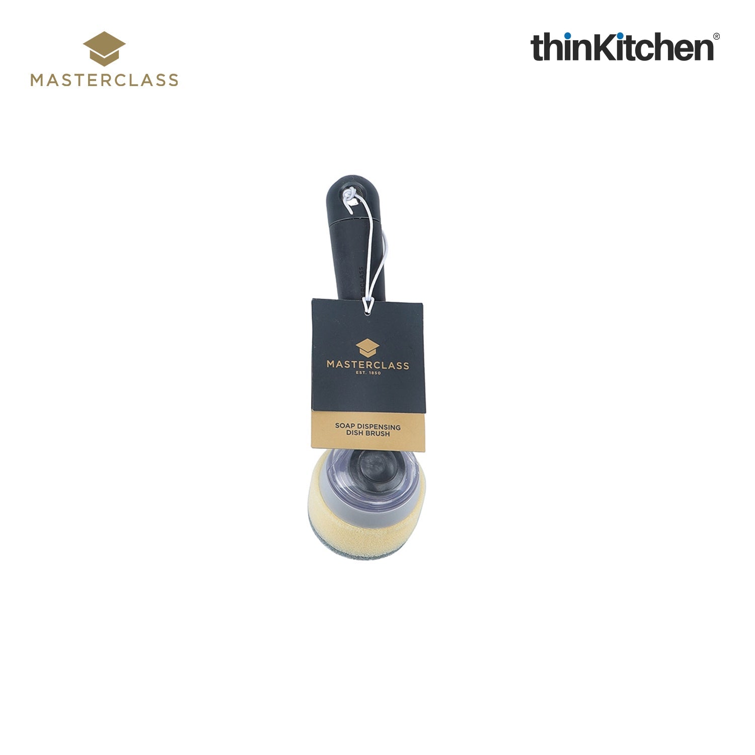 MasterClass Premium Soap Dispensing Dish Sponge, Non-Scratch Sponge for Dishes, Pans with Refillable Ergonomic Handle, Grey - 6