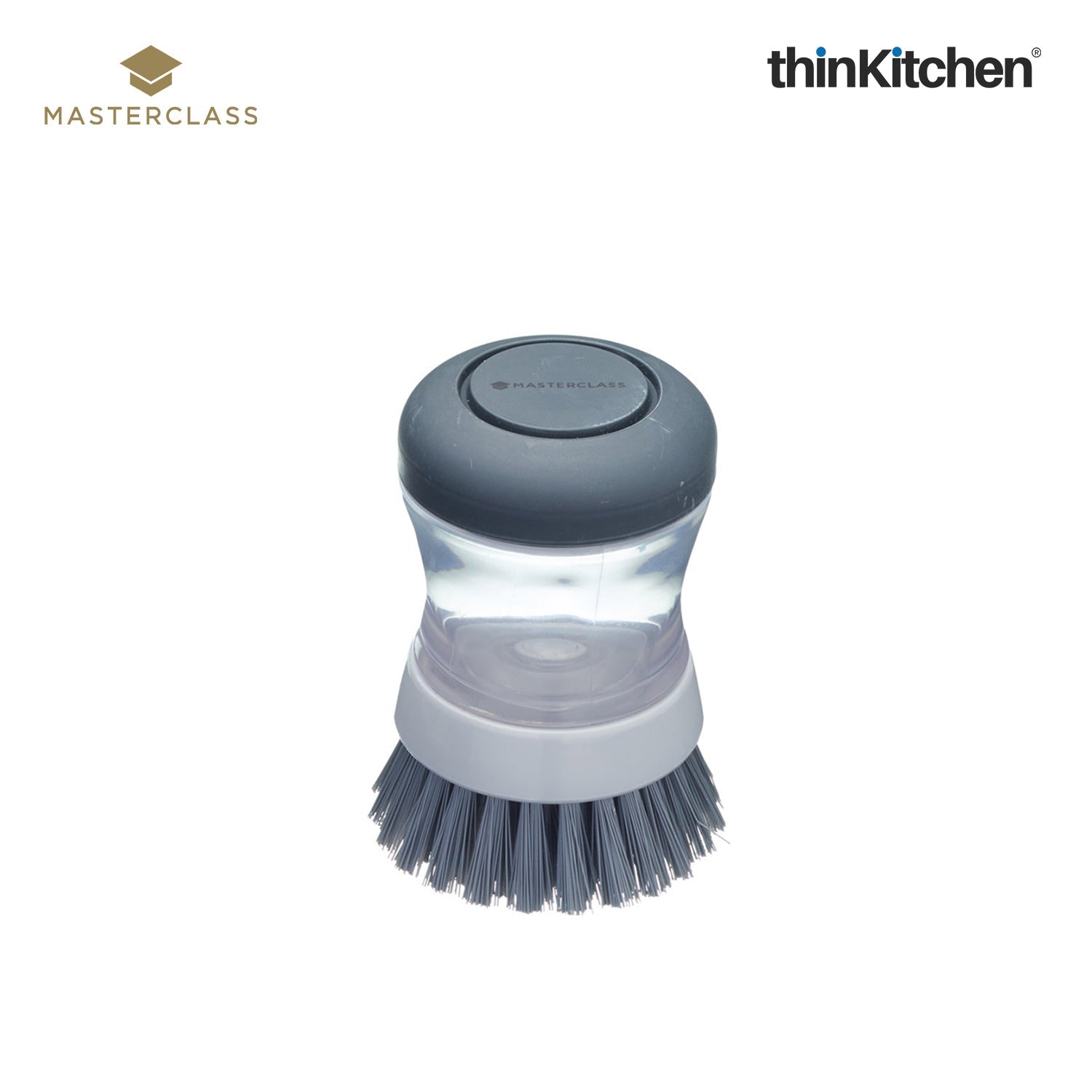 MasterClass Premium Soap Dispensing Palm Scrubbing Brush, Refillable Dish Brush with Non-Scratch Bristles, Kitchen Cleaning Scrub Brush for Dishes, Pans -  Grey - 1