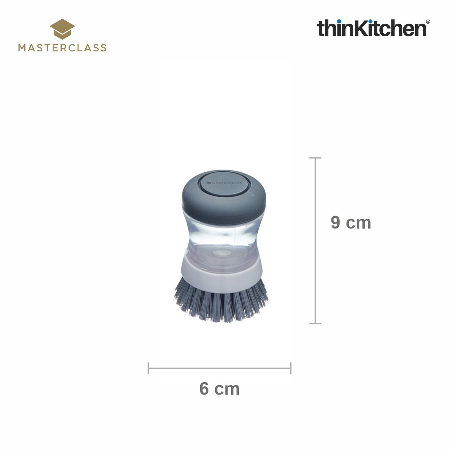 MasterClass Premium Soap Dispensing Palm Scrubbing Brush, Refillable Dish Brush with Non-Scratch Bristles, Kitchen Cleaning Scrub Brush for Dishes, Pans -  Grey - 3