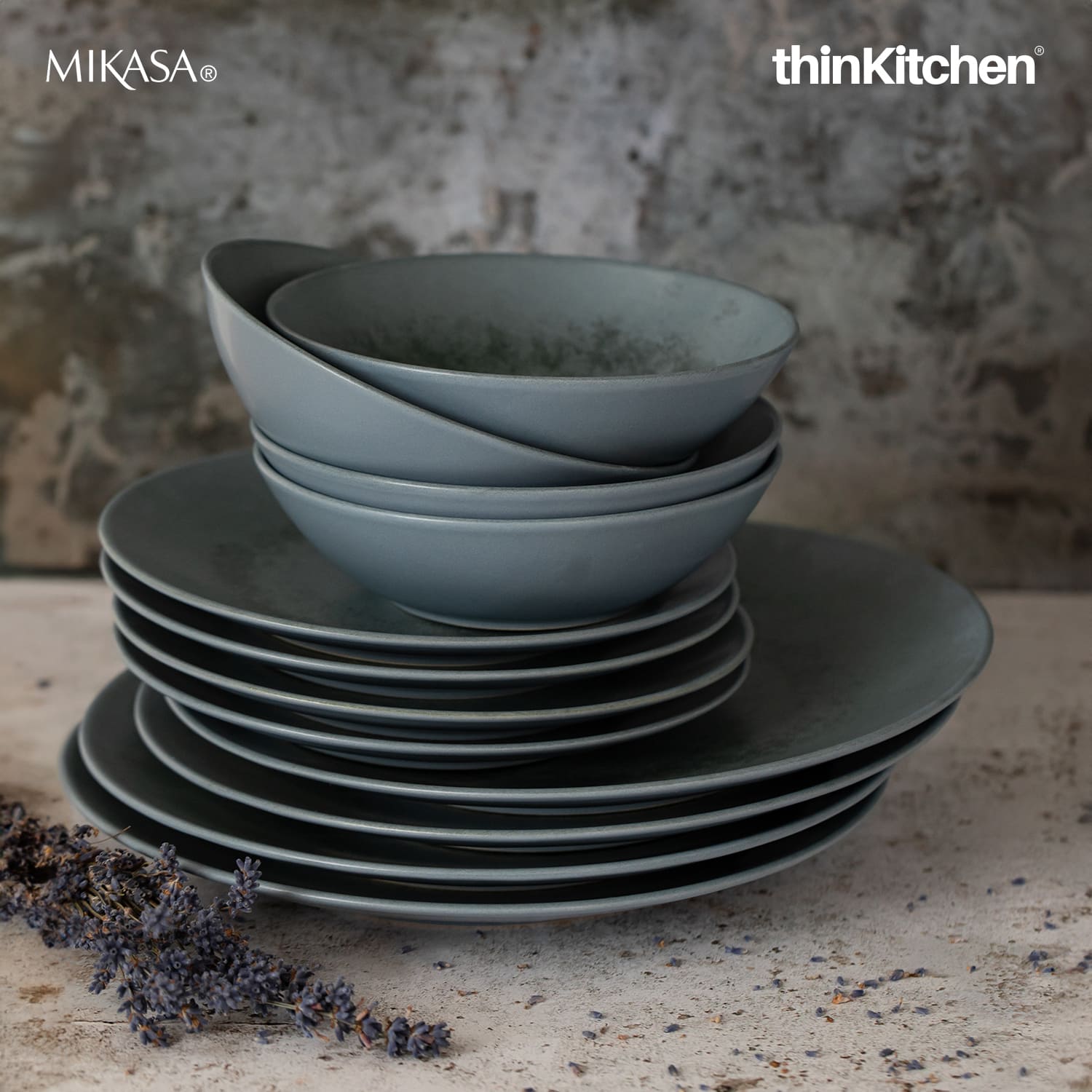 Mikasa Reactive Blue Twelve Piece Stoneware Dinnerware Set, Gift Boxed - 5