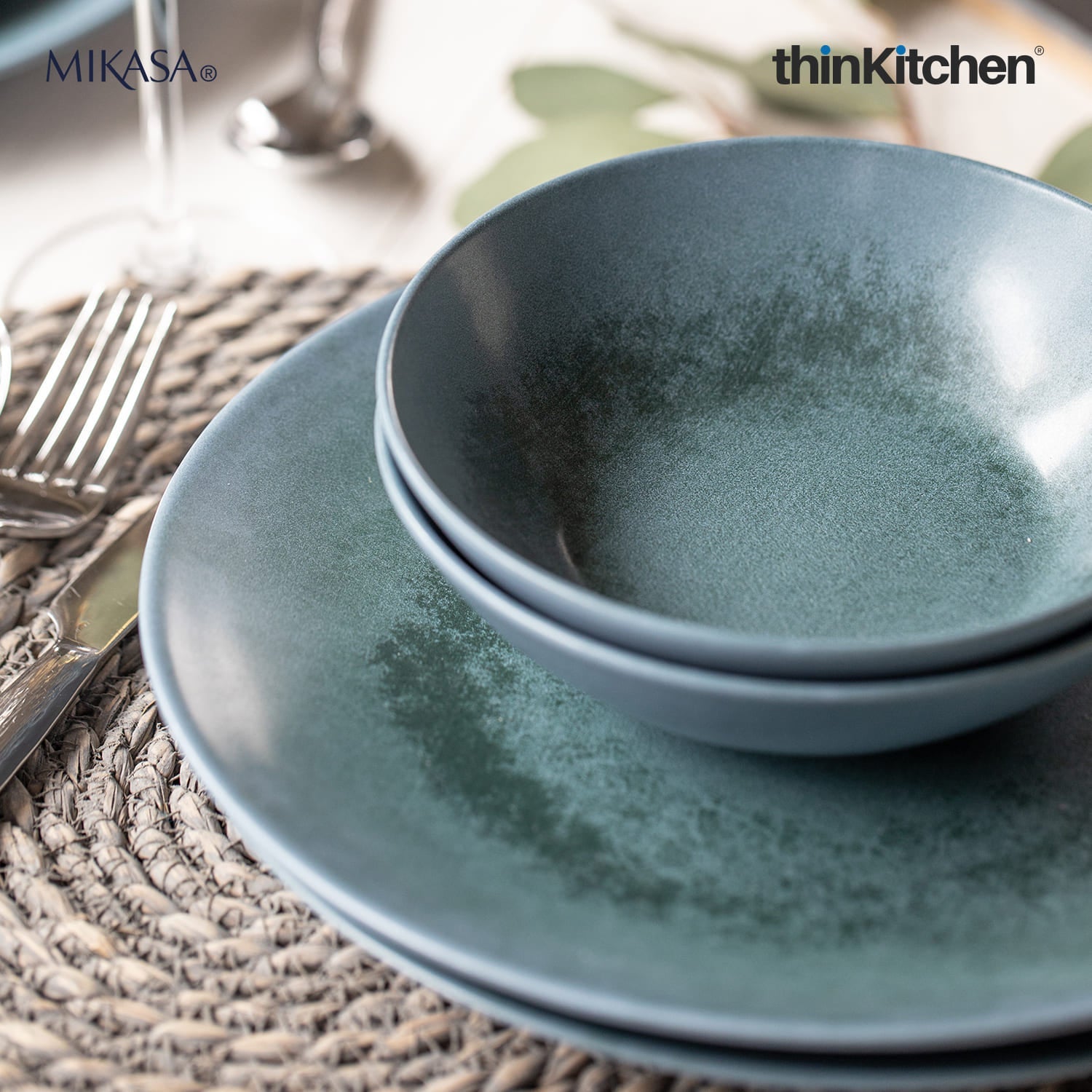 Mikasa Reactive Blue Twelve Piece Stoneware Dinnerware Set, Gift Boxed - 8