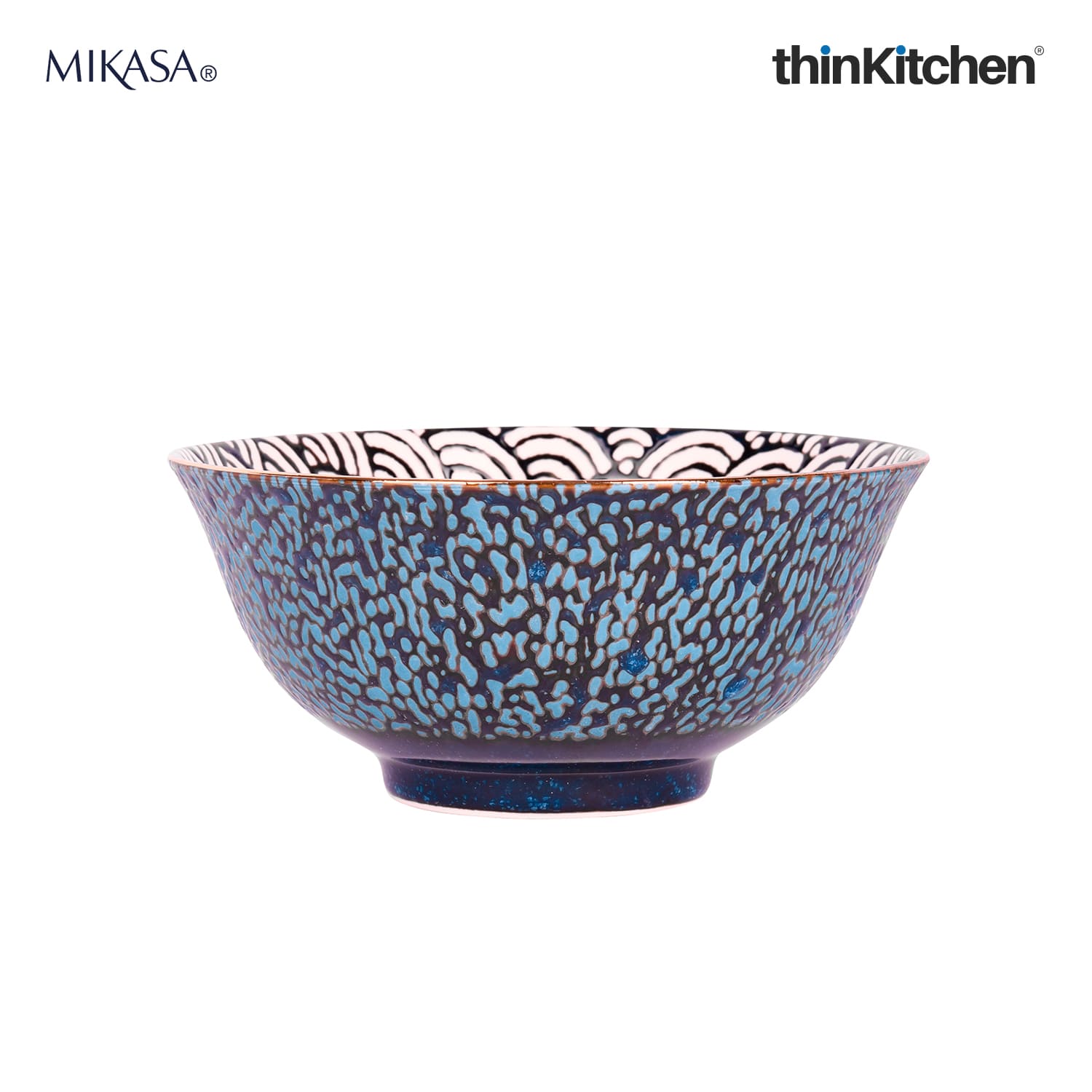 Mikasa Satori Premium Porcelain Serving Bowl 21cm – Indigo Blue Japanese Ramen & Rice Bowl with Gold Detailing - 4
