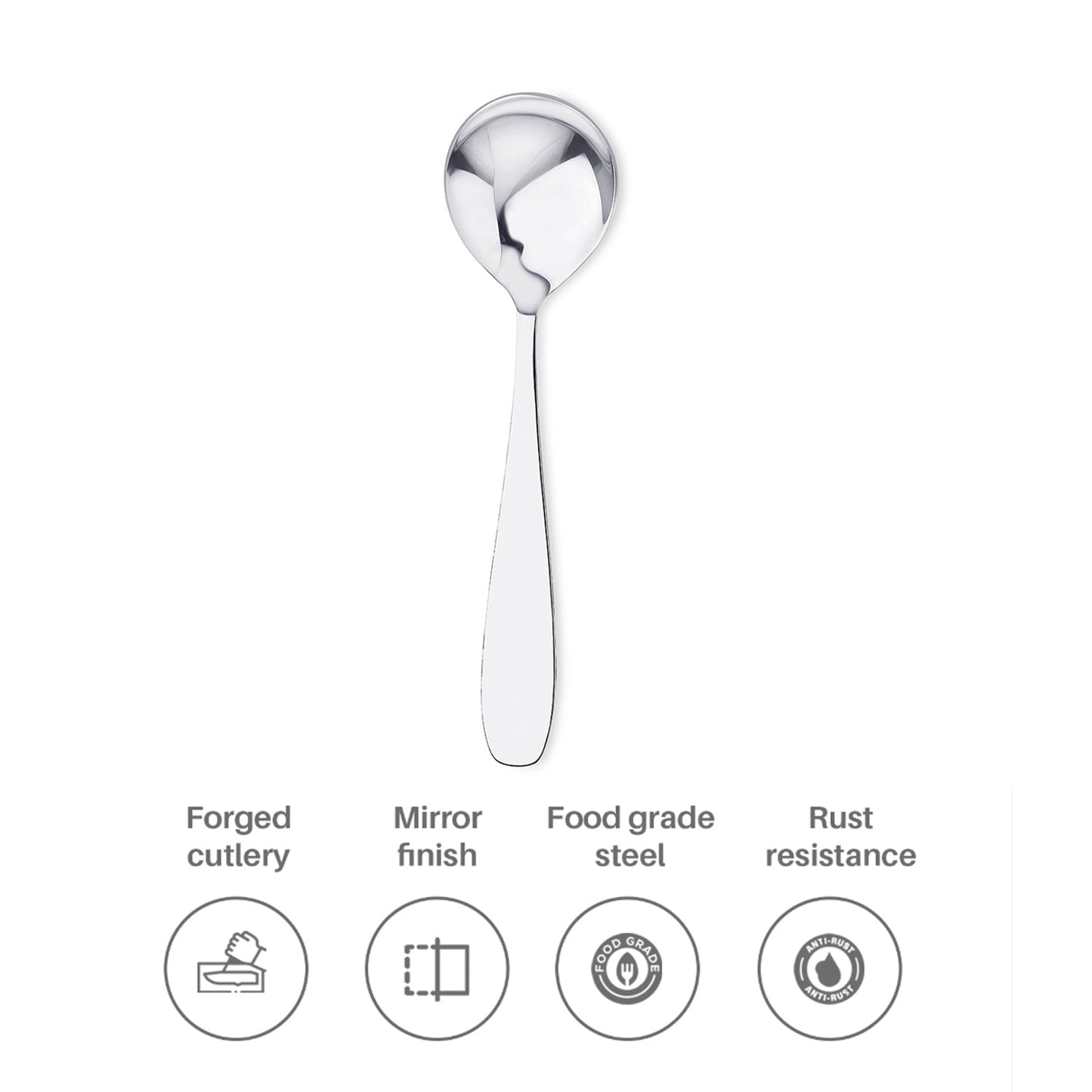 Deluxe Oval Spoon | SS 430 Stainless Steel, 241mm | Dishwasher Safe, Recyclable, Set of 2