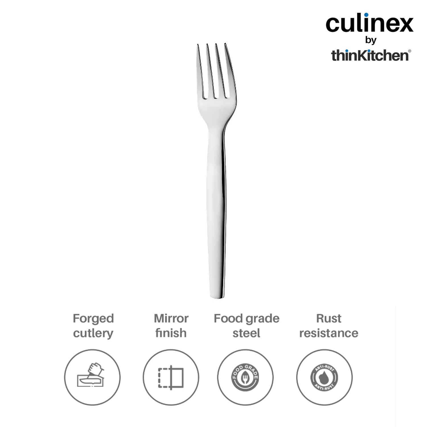 Culinex by thinKitchen|Queen Stainless Steel Dinner Fork,  Set of 6 - 4