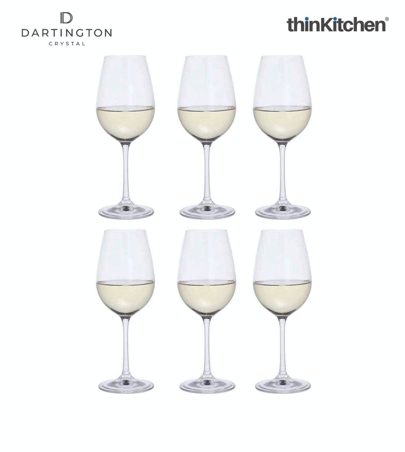 Dartington Crystal White Wine Glasses Set of 6 - 3