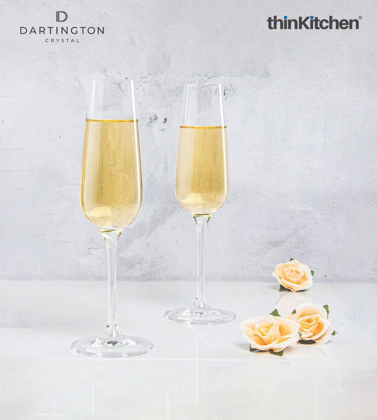 Dartington Crystal Flute glasses Set of 6 - 1