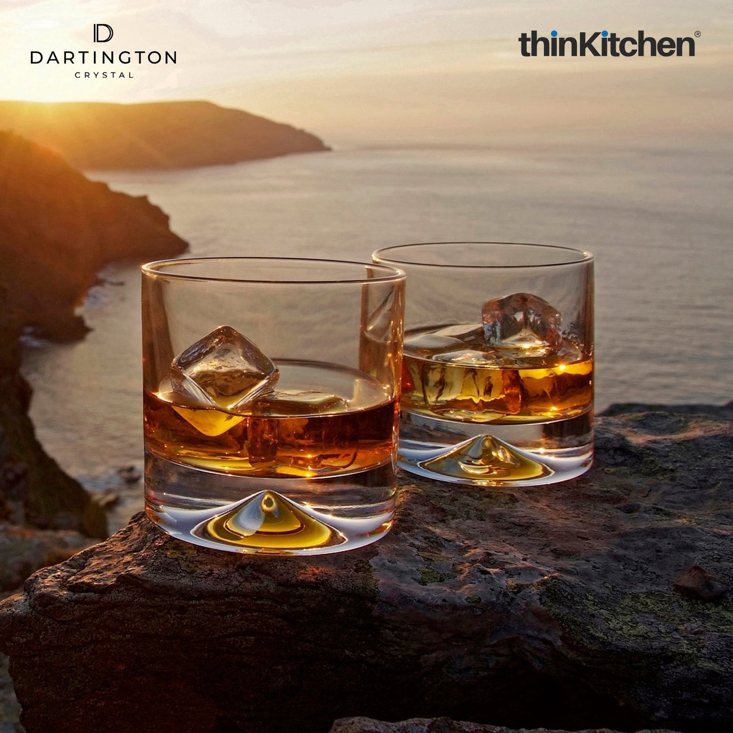 Dartington Dimple Double Old Fashioned Whiskey Glass Tumblers – Set of 2, 285ml