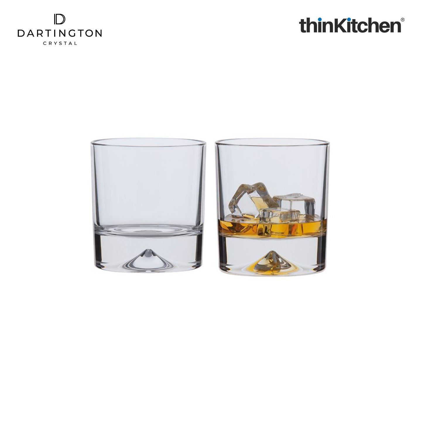 Dartington Dimple Double Old Fashioned Whiskey Glass Tumblers – Set of 2, 285ml
