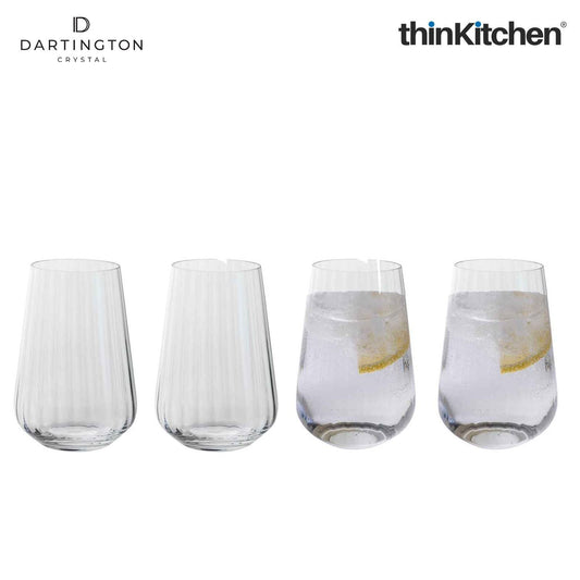 Dartington 400ml Premium Crystal Tall Tumbler Glasses Set of 4, Cheers