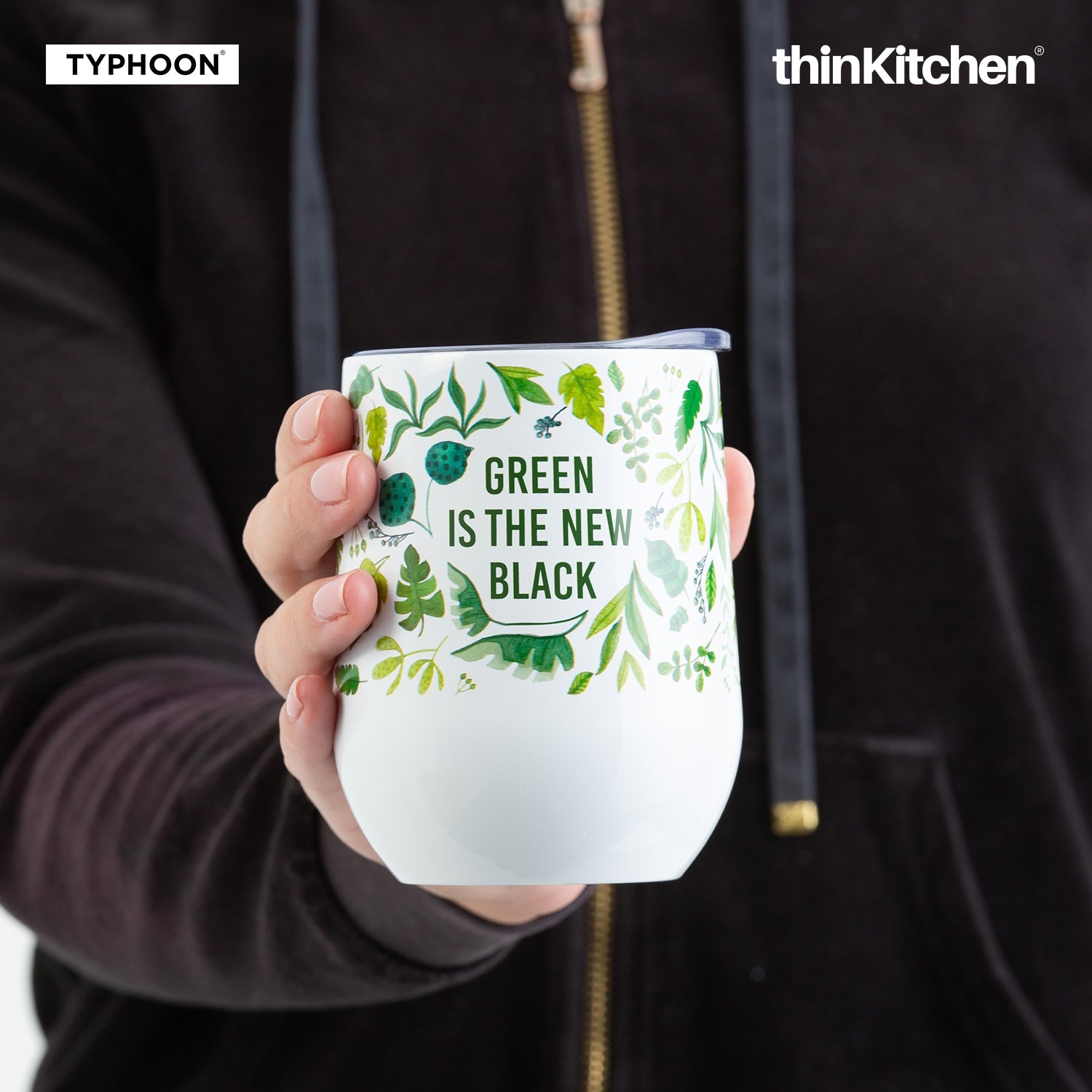 Typhoon Pure Green Is The New Black Tumbler White 350ml - 1