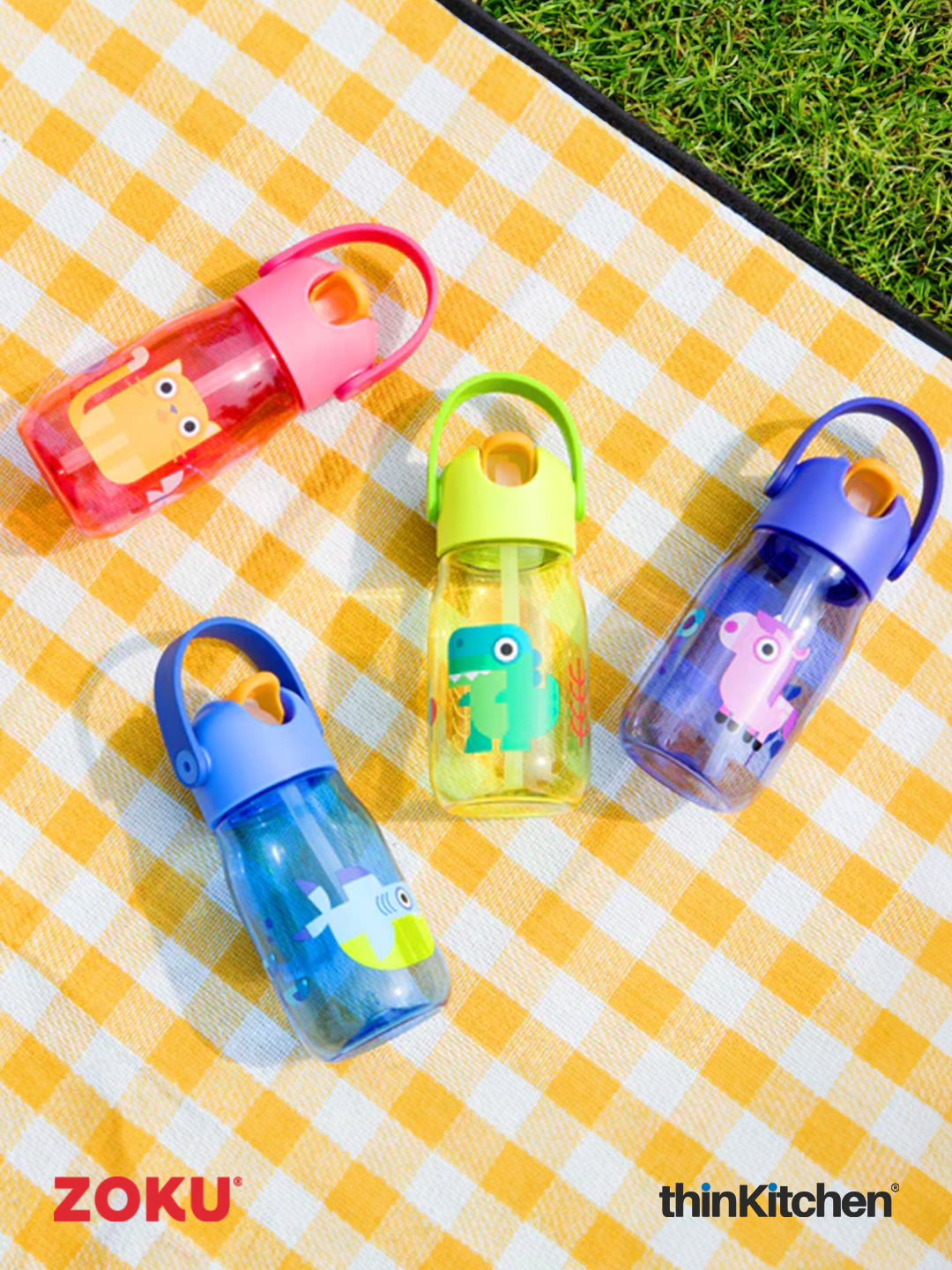 Zoku combo set of Kids Flip Straw Bottle (Blue) x Neat Bento Box (Blue) - 7