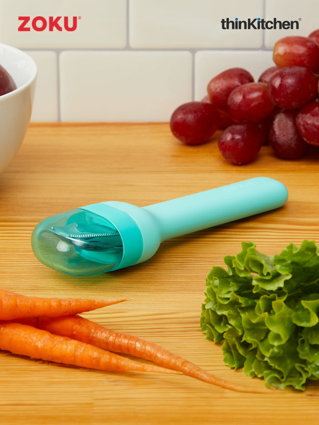 Zoku Teal Pocket Utensils 1 Case, 1 Travel Spoon, 1 Travel Fork, 1 Travel Knife - 1