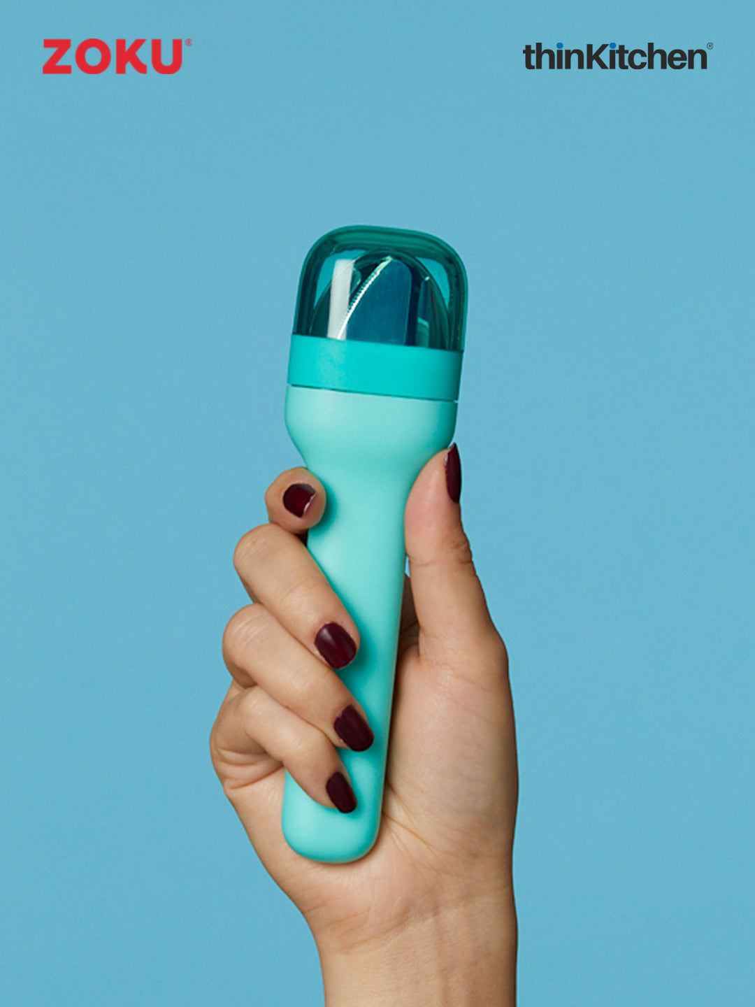 Zoku Teal Pocket Utensils 1 Case, 1 Travel Spoon, 1 Travel Fork, 1 Travel Knife - 2