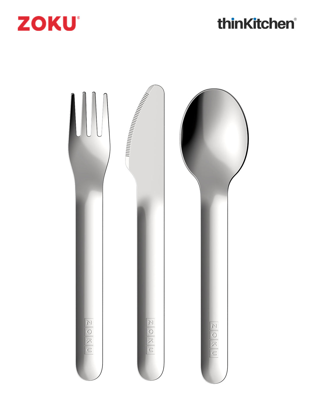 Zoku Teal Pocket Utensils 1 Case, 1 Travel Spoon, 1 Travel Fork, 1 Travel Knife - 5