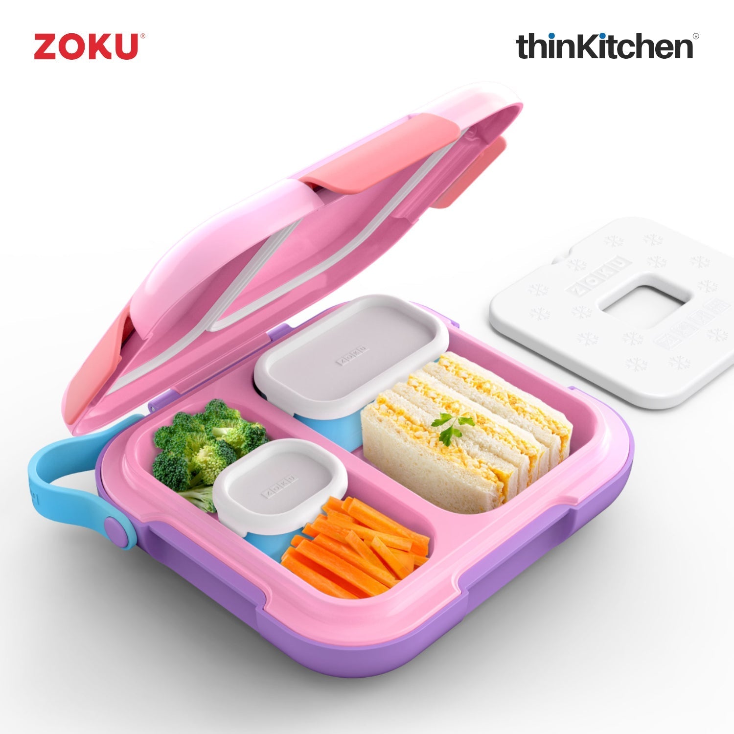 Zoku Pink Party Combo Set- Neat Bento Box x Flip Gulp Bottle - 2