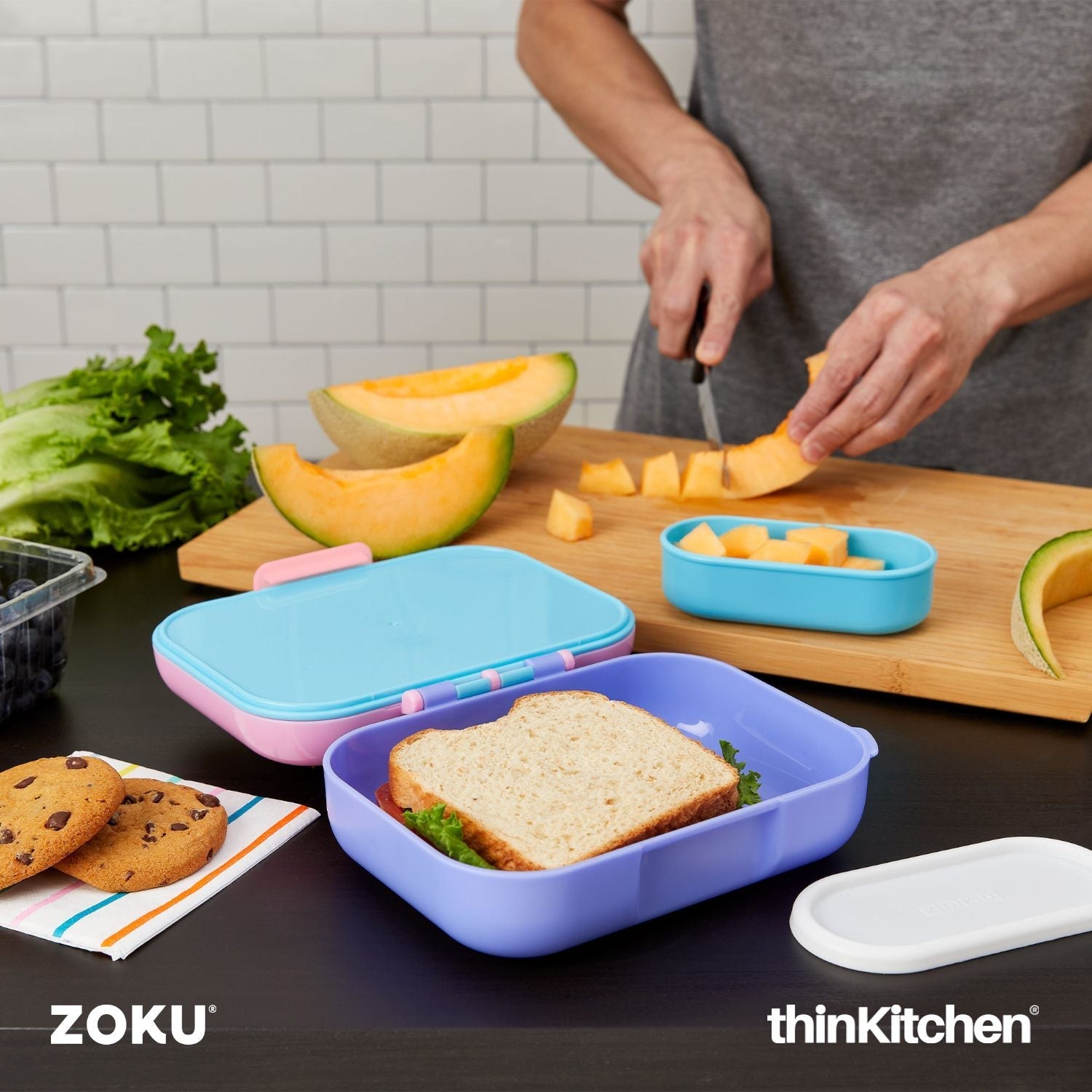 Combo Set of Zoku Bento Kids Lunch Box and Typhoon Pure Color-change Dinosaur Bottle - 4