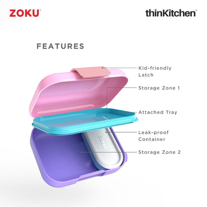 Combo Set of Zoku Bento Kids Lunch Box and Typhoon Pure Color-change Dinosaur Bottle