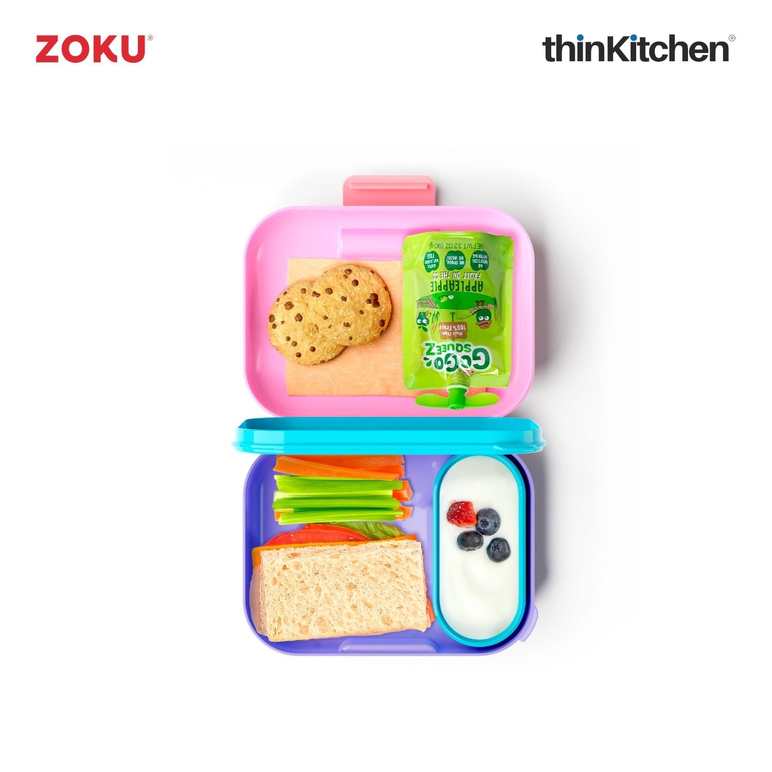 Combo Set of Zoku Bento Kids Lunch Box and Typhoon Pure Color-change Dinosaur Bottle - 3