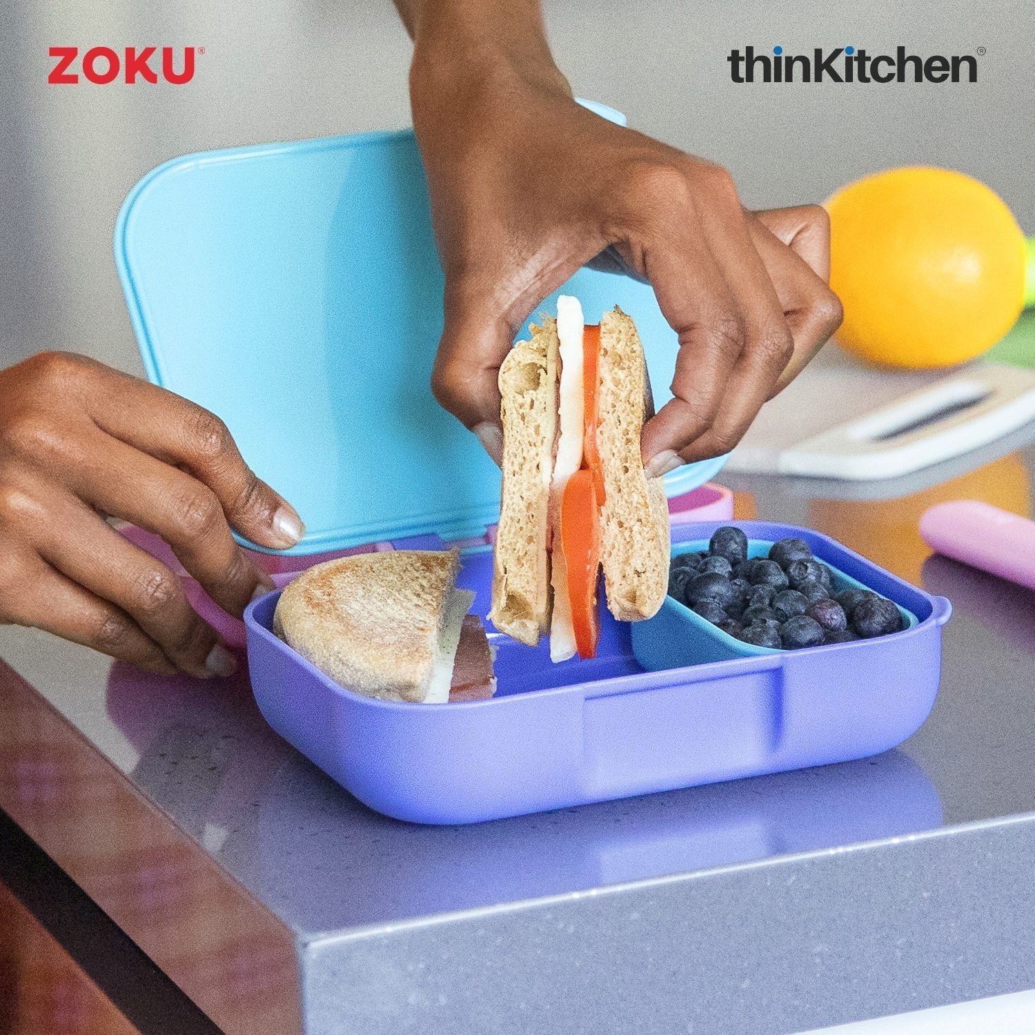 Combo Set of Zoku Bento Kids Lunch Box and Typhoon Pure Color-change Dinosaur Bottle - 2