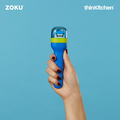 Zoku combo set of Kids Pocket Utensil Set (Shark) x Jumbo Pocket Straw (Teal)