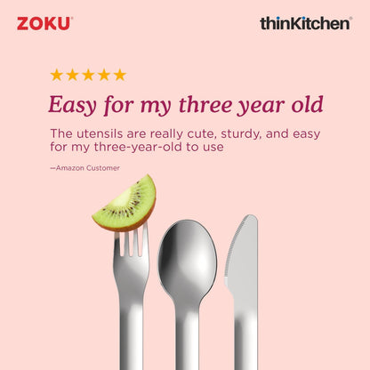 Zoku combo set of Kids Pocket Utensil Set (Shark) x Jumbo Pocket Straw (Teal)