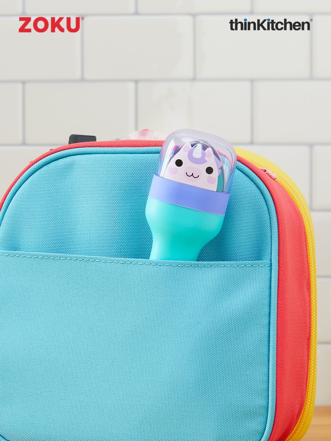 Zoku Unicorn Kids Pocket Utensil Set – Stainless Steel Knife Fork Spoon Set with Travel Case, BPA-Free