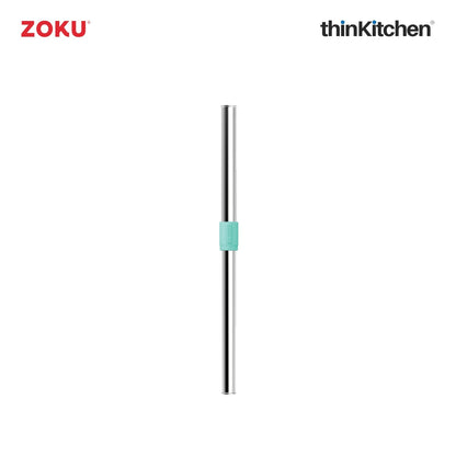 Zoku combo set of Kids Pocket Utensil Set (Shark) x Jumbo Pocket Straw (Teal)