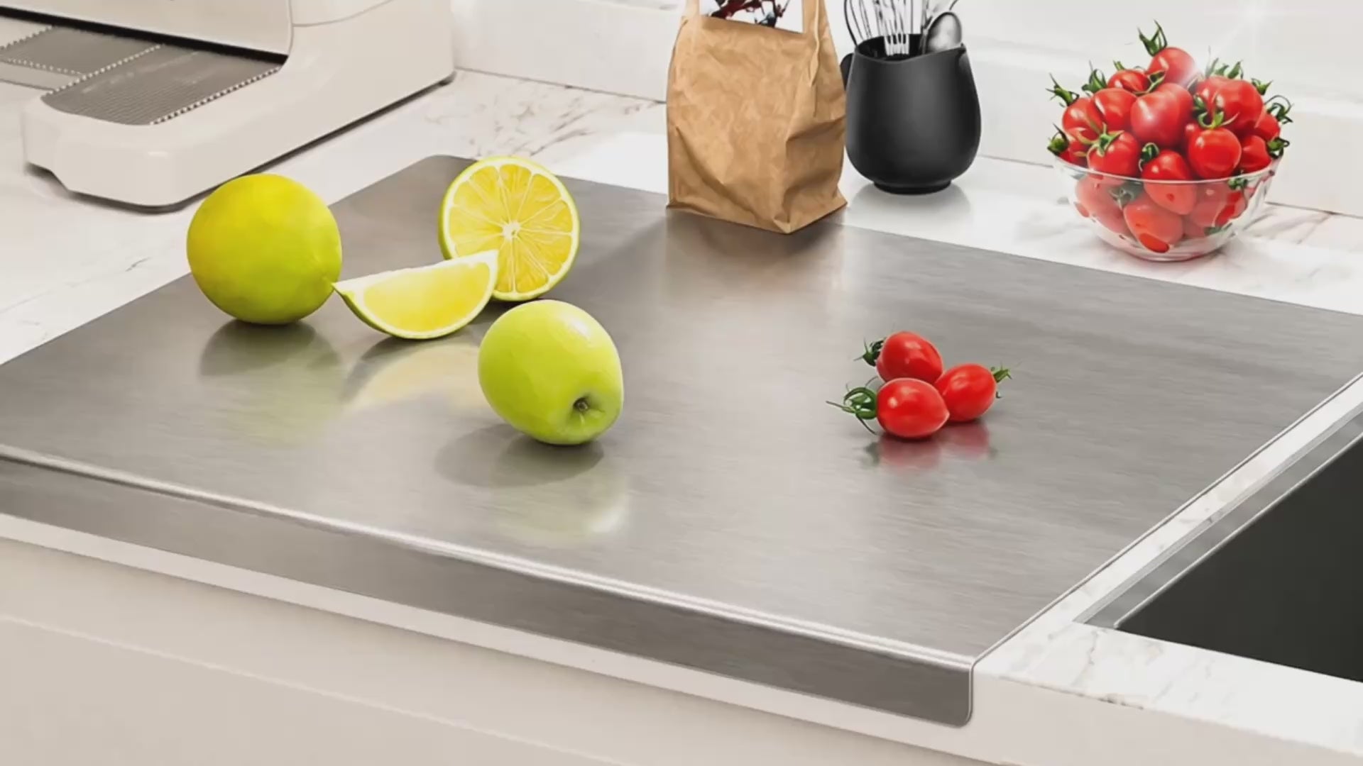 Premium Stainless Steel Counter Top Chopping Board 1.5 mm Thick – 12 x 16 Inches |  Heavy Duty Food-Grade Metal Kitchen Cutting Board - 11