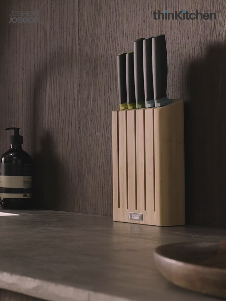 Joseph Joseph Elevate Knives Bamboo 5 Piece Elevate Knife Set With Slimline Bamboo Block - 3